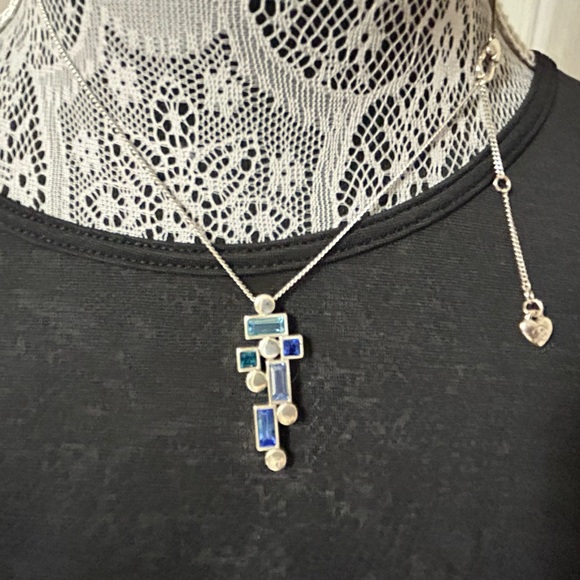 Brighton Silver and Sapphire Blue Color Crystal Necklace - Picture 5 of 5